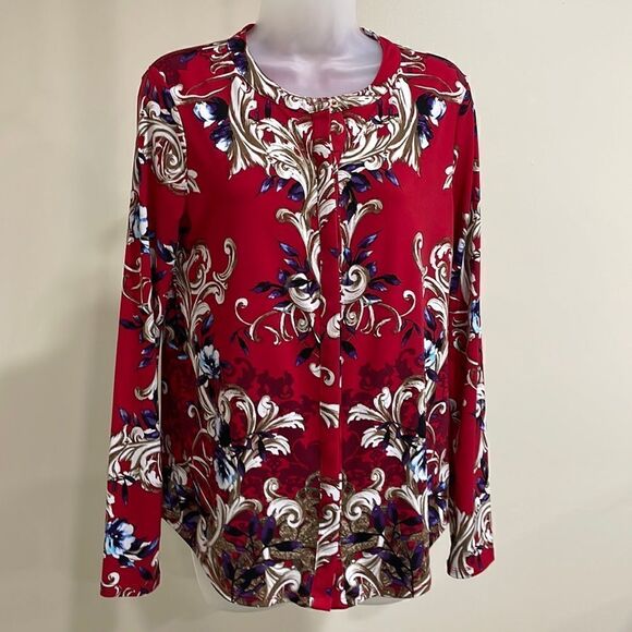 NWOT Dana Buchman Patterned Blouse  Size S small 4/6 - Picture 1 of 9